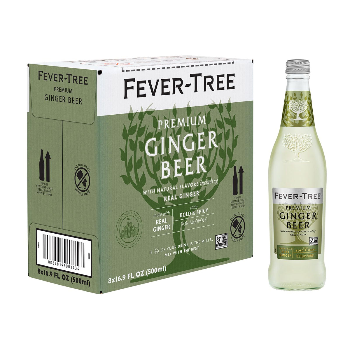 Fever-Tree Premium Ginger Beer – Original, 16.9 Fl Oz, Pack of 8