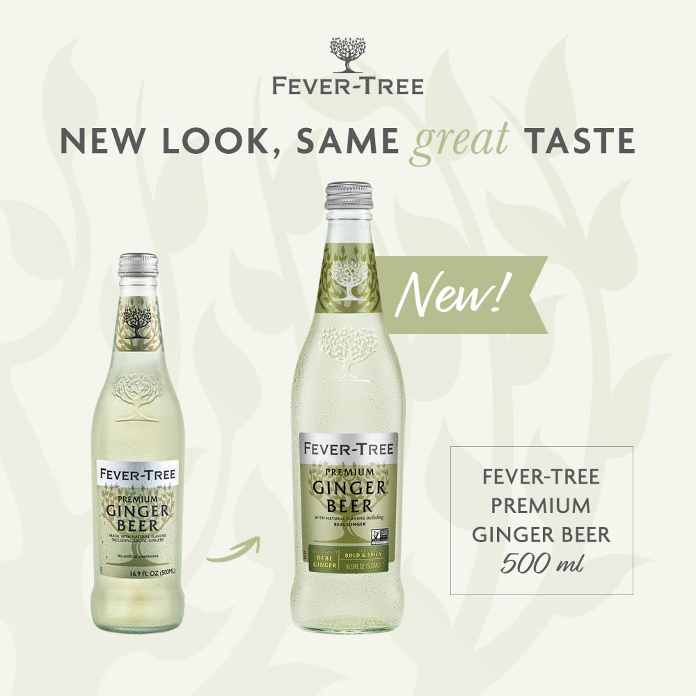 Fever-Tree Premium Ginger Beer – Original, 16.9 Fl Oz, Pack of 8