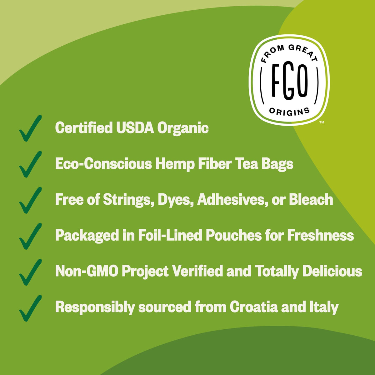 FGO Organic Lemon Balm Tea – Caffeine-Free, 100 Bags, Eco-Conscious & Resealable