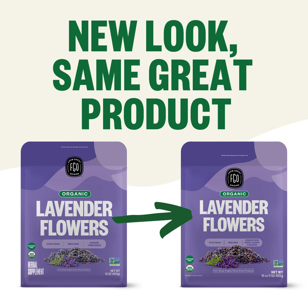 FGO Organic Dried Lavender Flowers – Extra Grade French Lavender Buds, 16oz Bulk