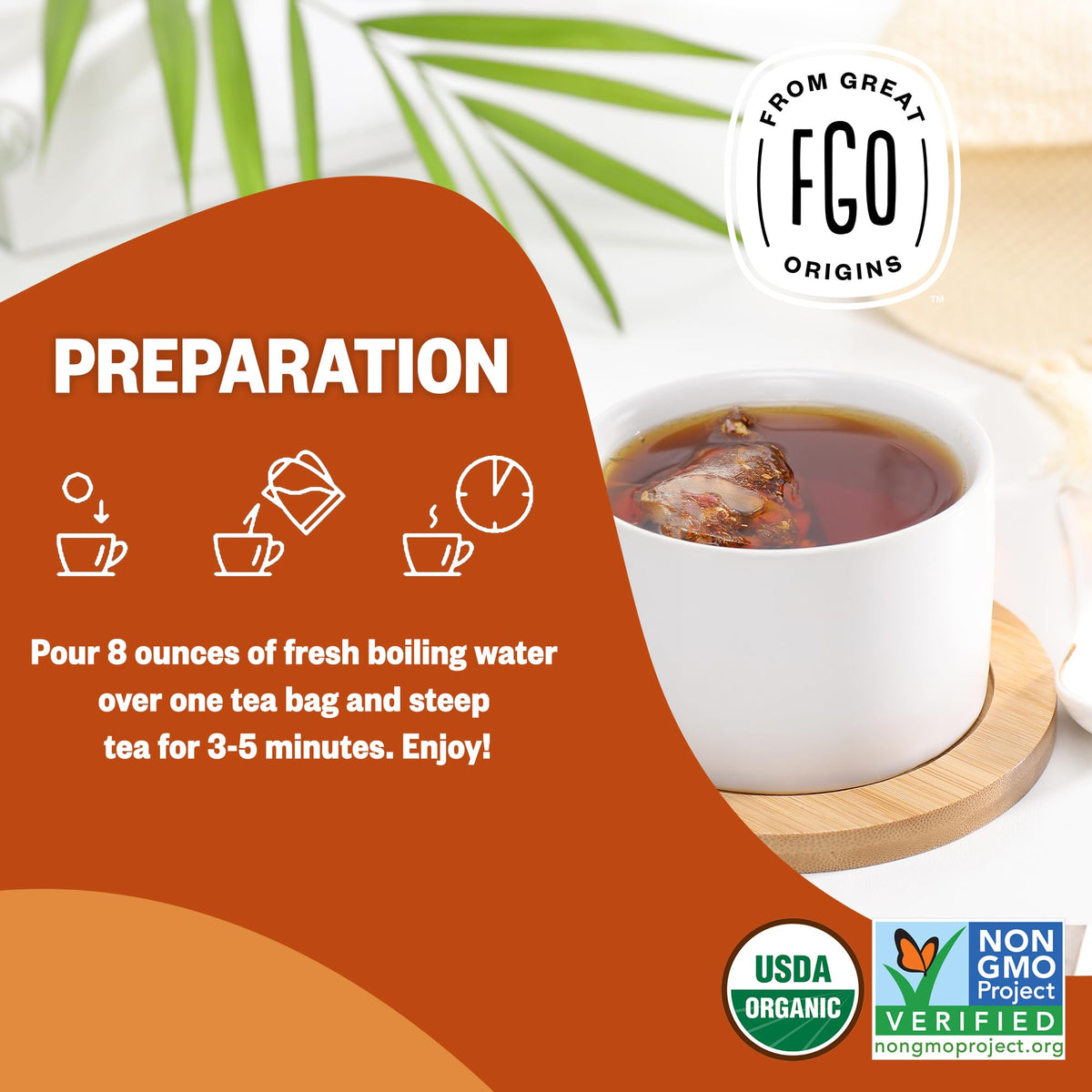 FGO Organic Assam Tea - 100 Count Eco-Conscious Black Tea Bags | Resealable Bag (Pack of 1)