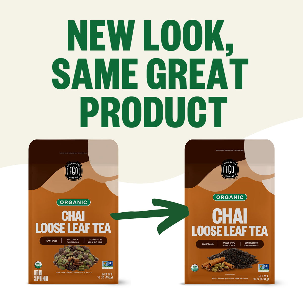 FGO Organic Chai Tea – 16 oz Loose Leaf Bulk, Resealable Pack of 1 | USDA Organic