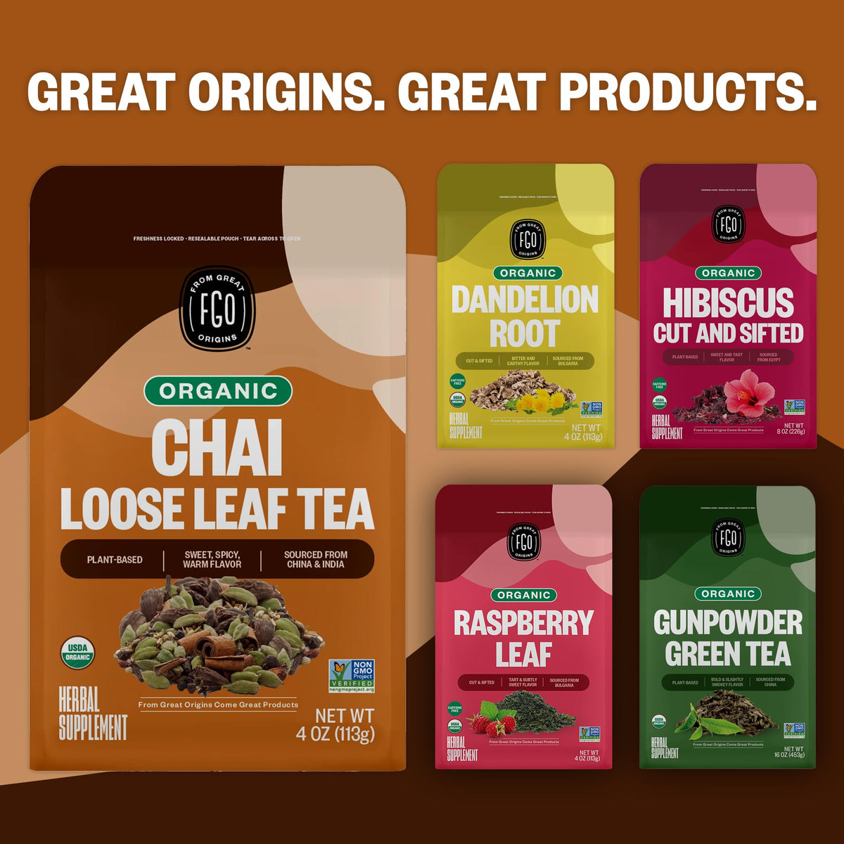 FGO Organic Chai Tea – 16 oz Loose Leaf Bulk, Resealable Pack of 1 | USDA Organic