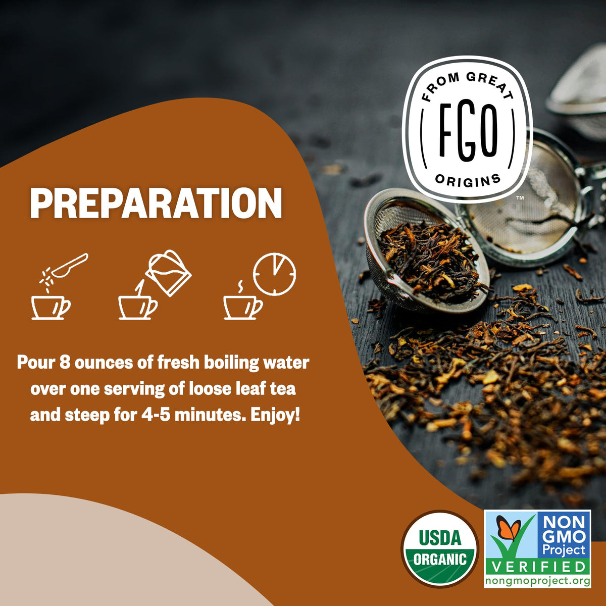 FGO Organic Chai Tea – 16 oz Loose Leaf Bulk, Resealable Pack of 1 | USDA Organic