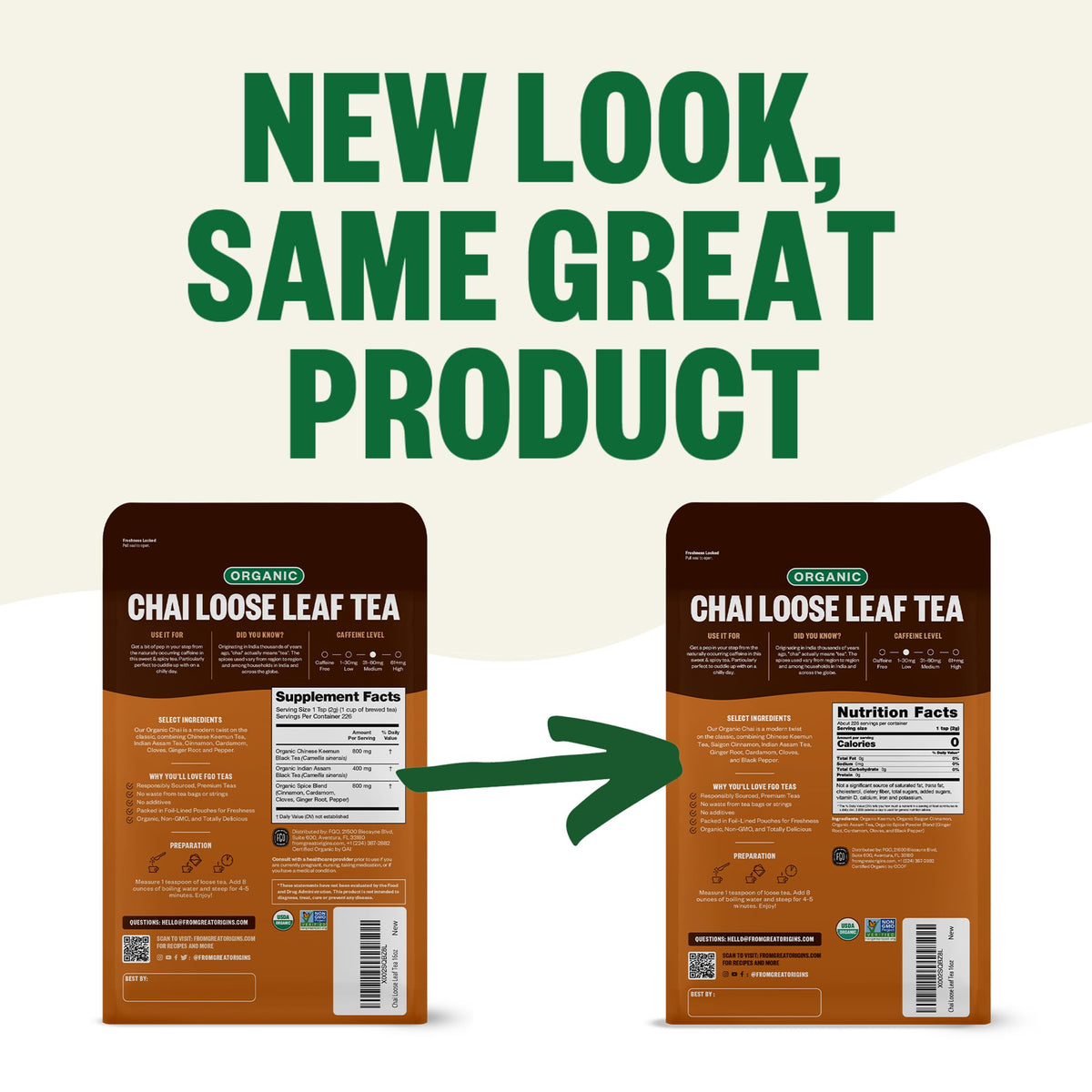FGO Organic Chai Tea – 16 oz Loose Leaf Bulk, Resealable Pack of 1 | USDA Organic