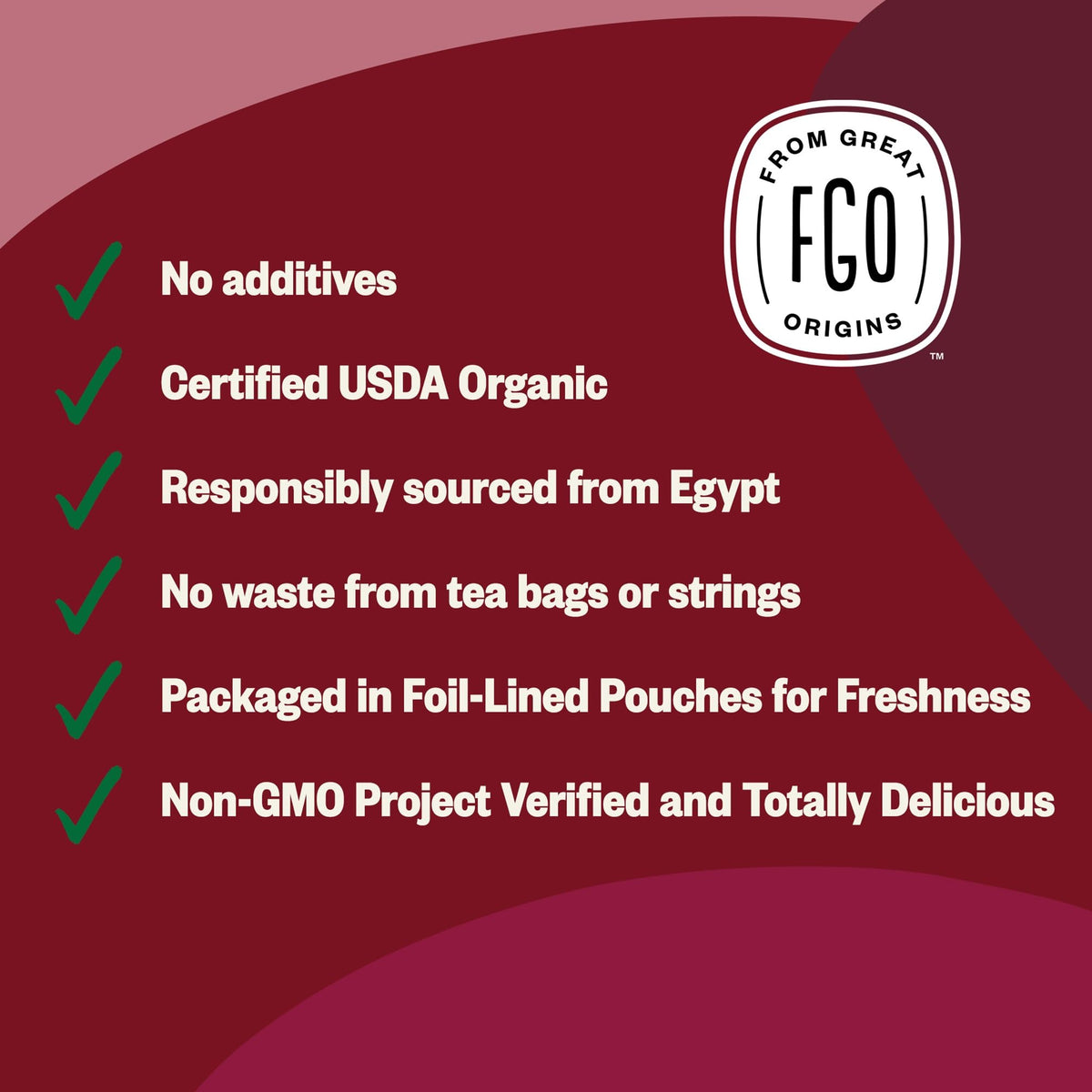 FGO Organic Hibiscus Flowers – Cut & Sifted, 16oz Resealable Bag (USDA Organic)