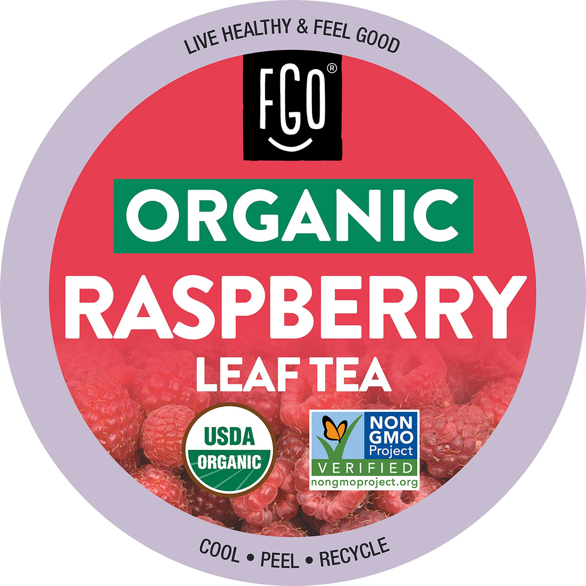 FGO Organic Raspberry Leaf Tea K-Cup Pods for Keurig – 24 Count, Caffeine-Free Herbal