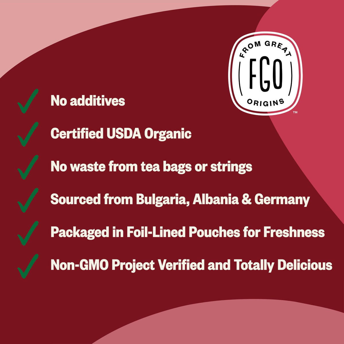 FGO Organic Red Raspberry Loose Leaf Tea — Caffeine-Free, 16oz Bulk Pouch