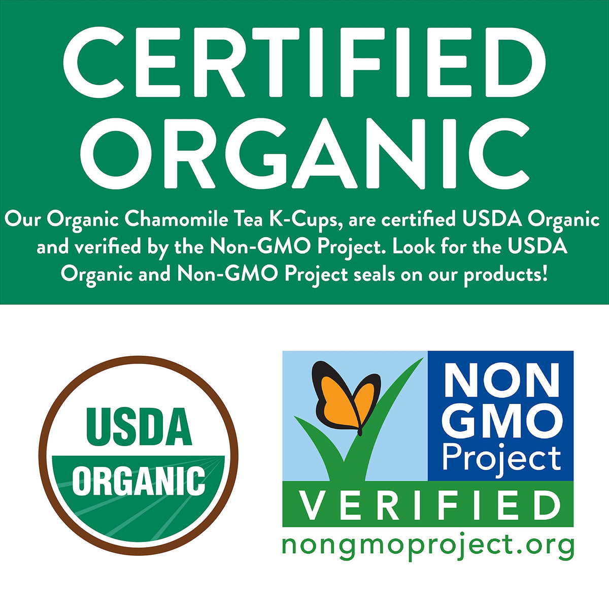 FGO Organic Chamomile Tea K-Cup Pods for Keurig – 24 Count, Caffeine-Free, USDA Organic