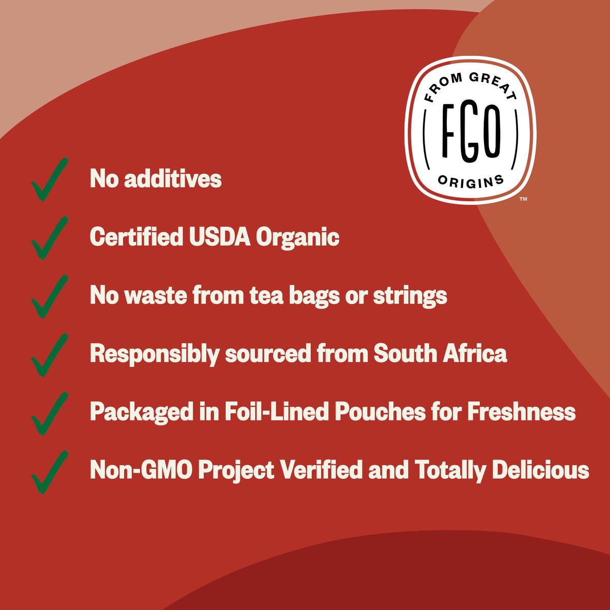 FGO Organic Rooibos Tea – Caffeine Free Loose Leaf, 16 Oz Bulk (Pack of 1)