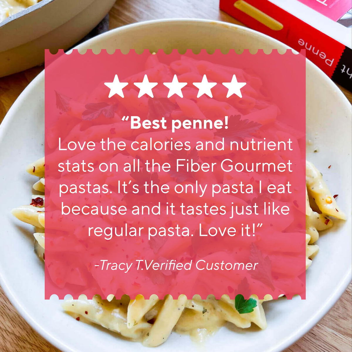 Fiber Gourmet Light Penne – Low Net Carb Pasta with 24g Fiber, 110 Calories per Serving, Made in Italy (6 Pack)