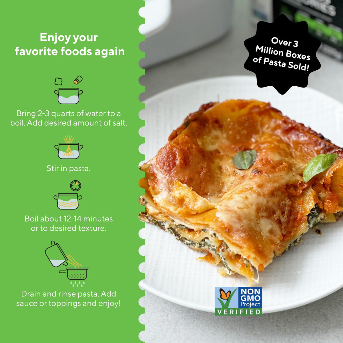 Fiber Gourmet Pasta Light Lasagna Sheets — 110 Calories, 24g Fiber, 18g Net Carbs | Made in Italy