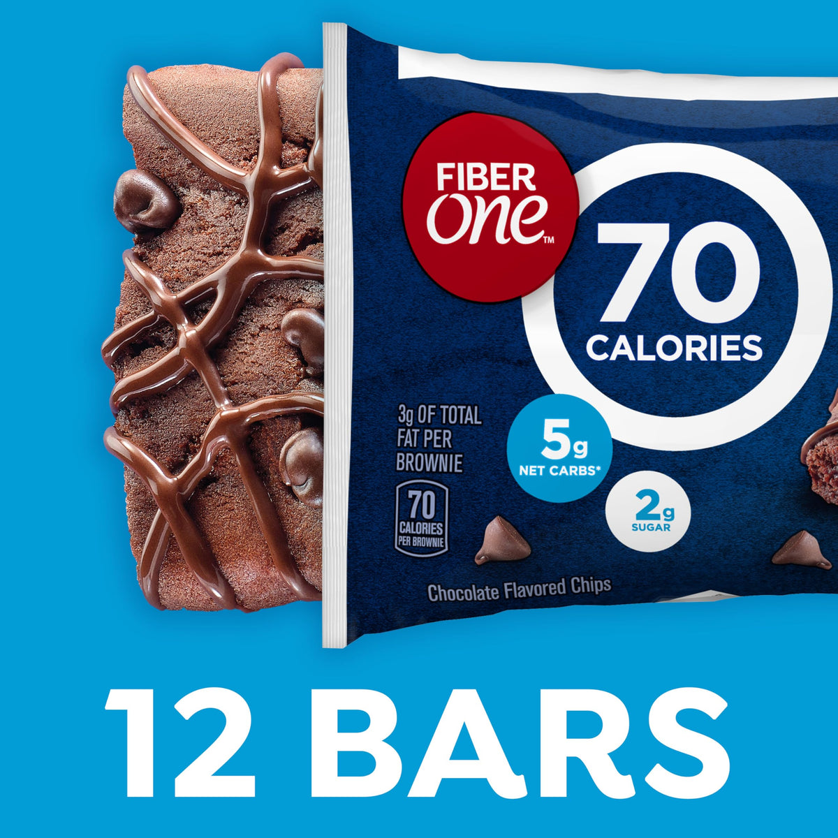 Fiber One 70 Calorie Chocolate Fudge Brownies — 12 Bars (Pack of 4)