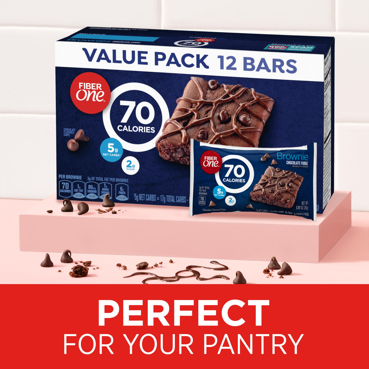 Fiber One 70 Calorie Chocolate Fudge Brownies — 12 Bars (Pack of 4)
