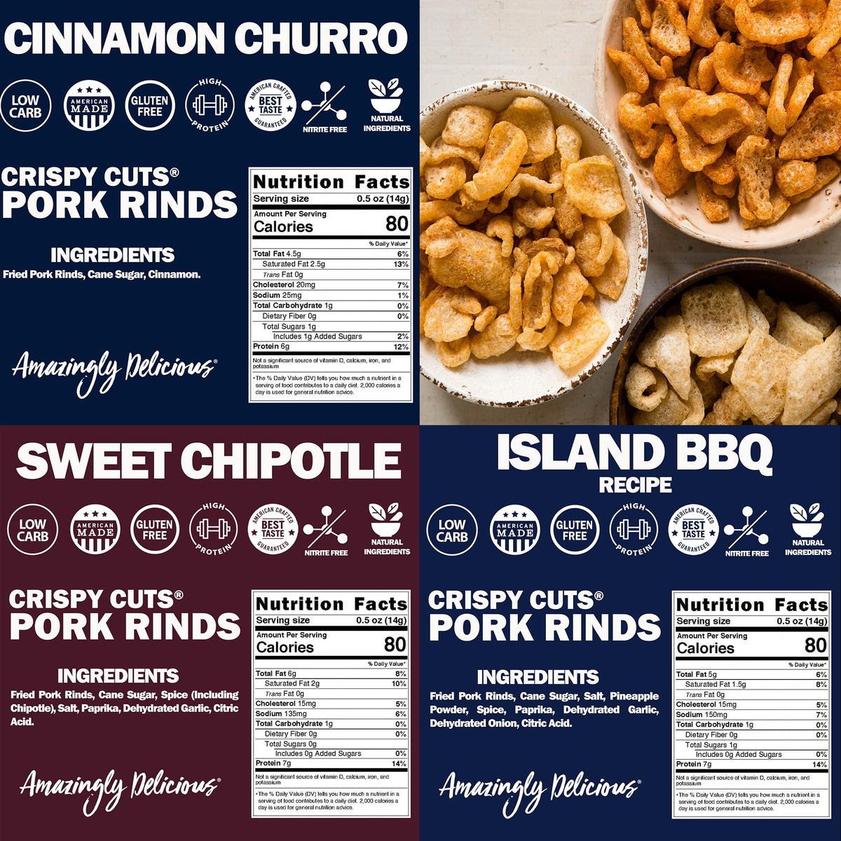 Field Trip Gluten Free Pork Rinds – 6 Flavor Variety Pack