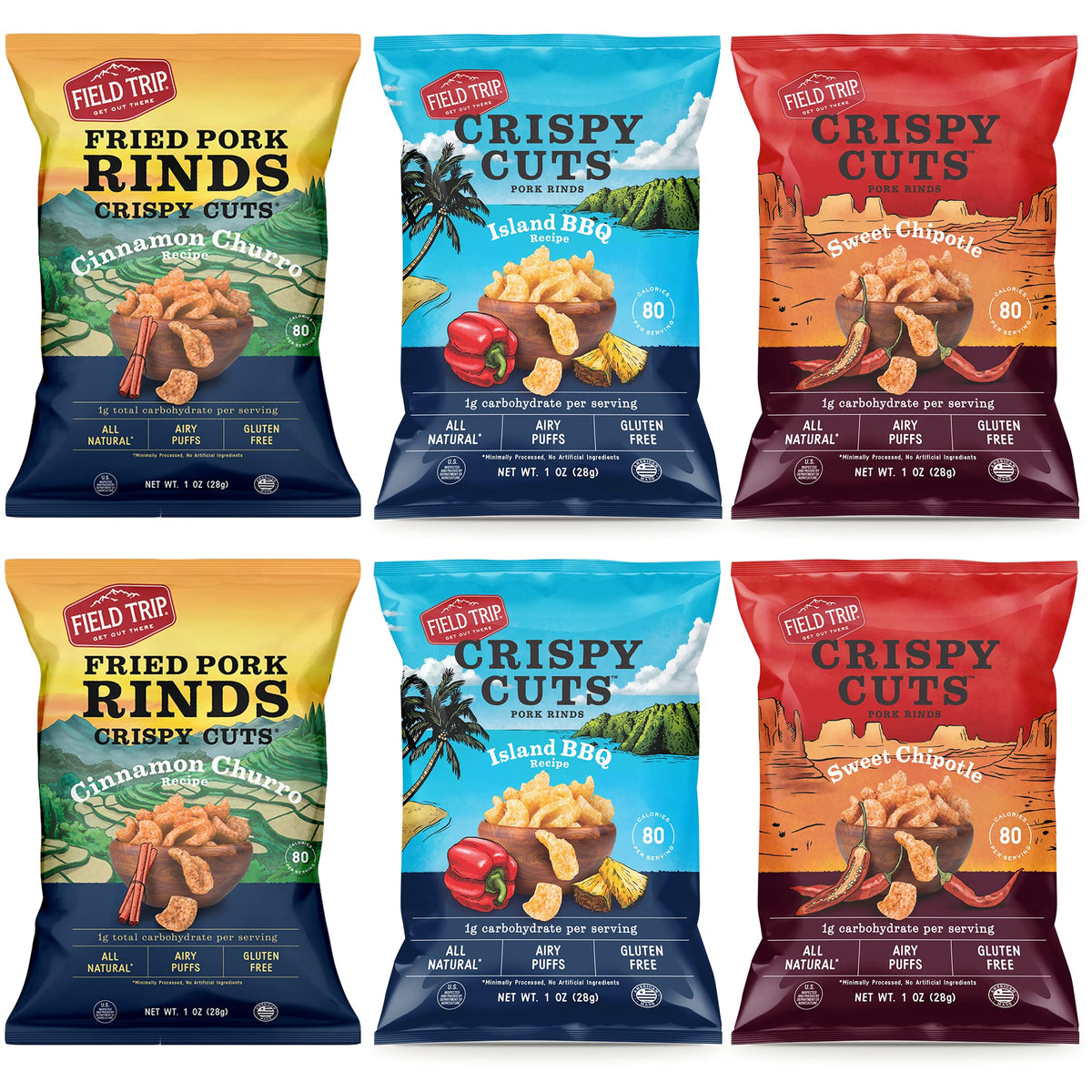 Field Trip Gluten Free Pork Rinds – 6 Flavor Variety Pack
