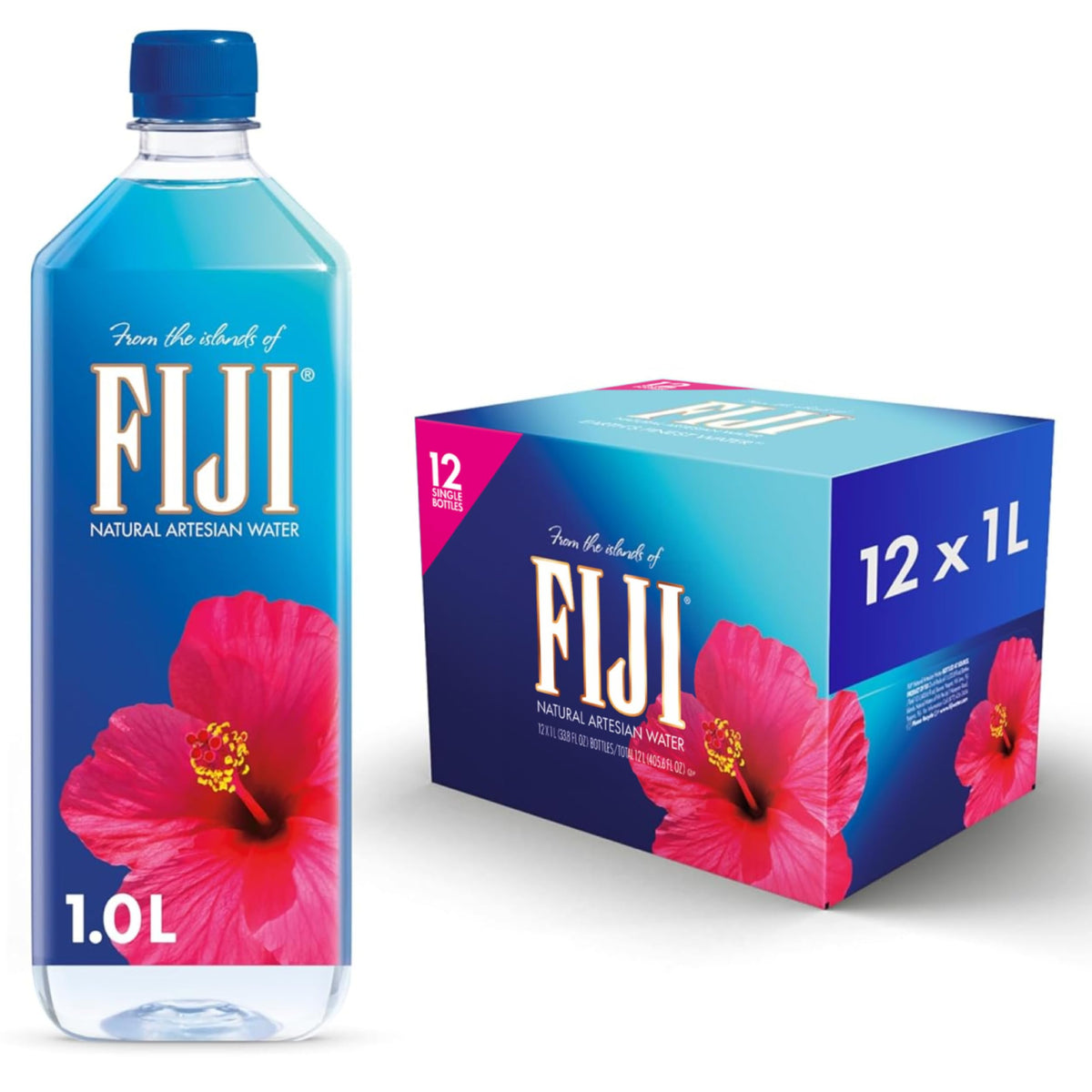 FIJI Water 1-Liter Pack (12 Bottles) – Natural Artesian Bottled Water
