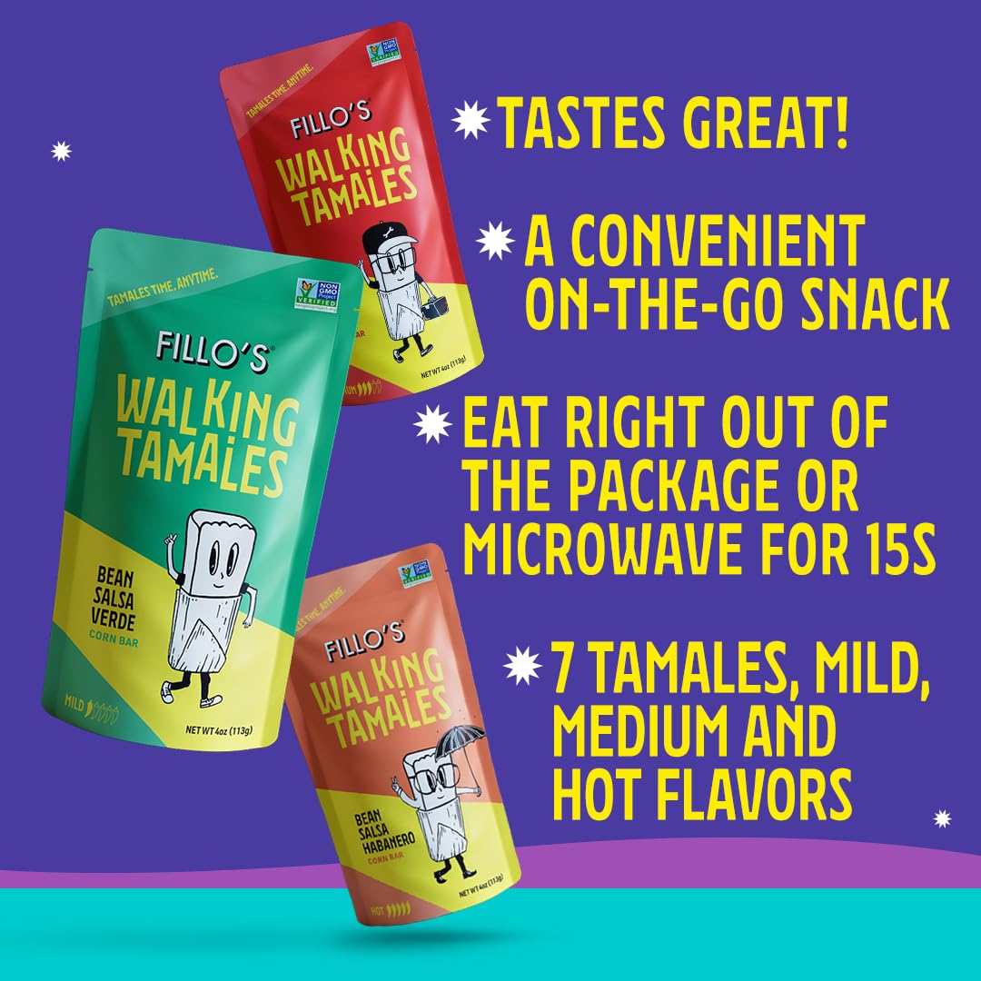 Fillo’s Tamales Variety Pack (7 Pack) – Ready-to-Eat Gluten-Free Vegan Mexican Tamales with Salsa Verde, Roja & Habanero