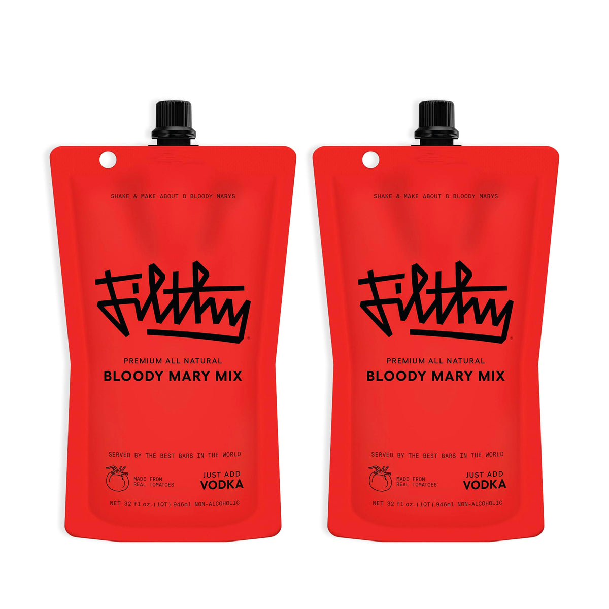 Filthy Bloody Mary Mix – Premium All-Natural Cocktail Mixer, 32 Oz Pouch, 2 Pack
