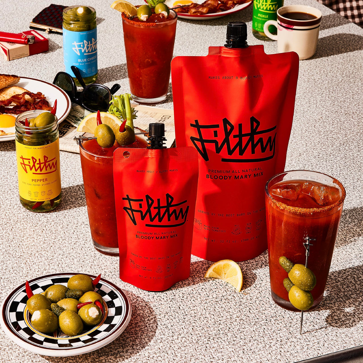 Filthy Bloody Mary Mix – Premium All-Natural Cocktail Mixer, 32 Oz Pouch, 2 Pack