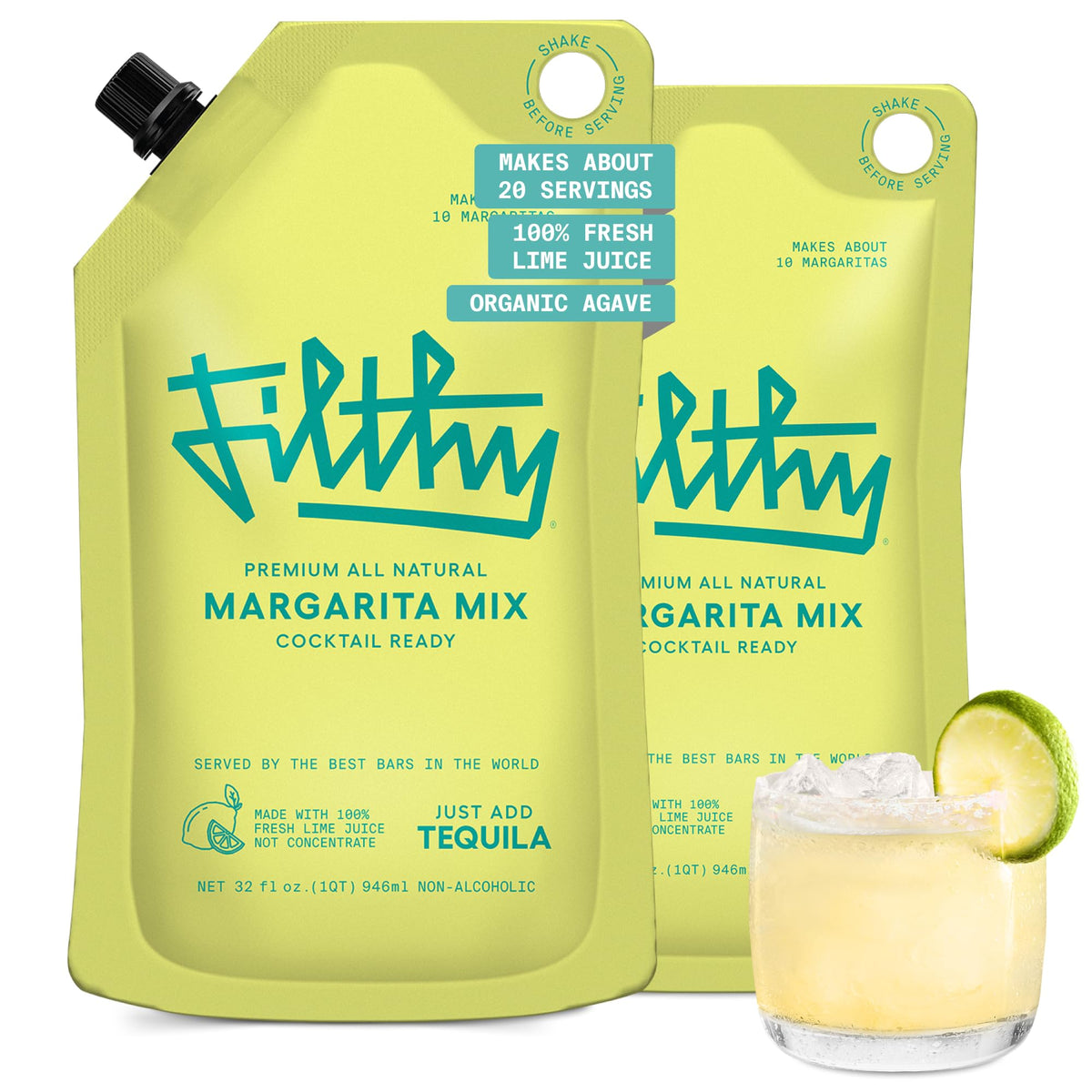 Filthy Margarita Mix – Premium All-Natural, 32 oz Pouch (2 Pack) | Filthy Food