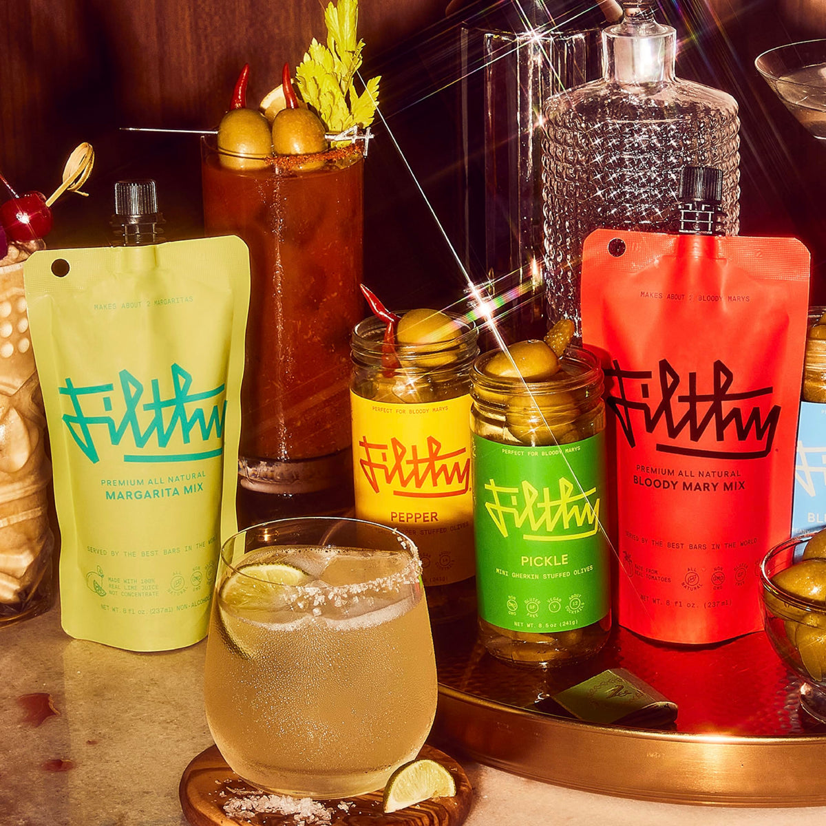 Filthy Margarita Mix & Bloody Mary Mix – Premium All-Natural Cocktail Mixers (32 oz Pouches)