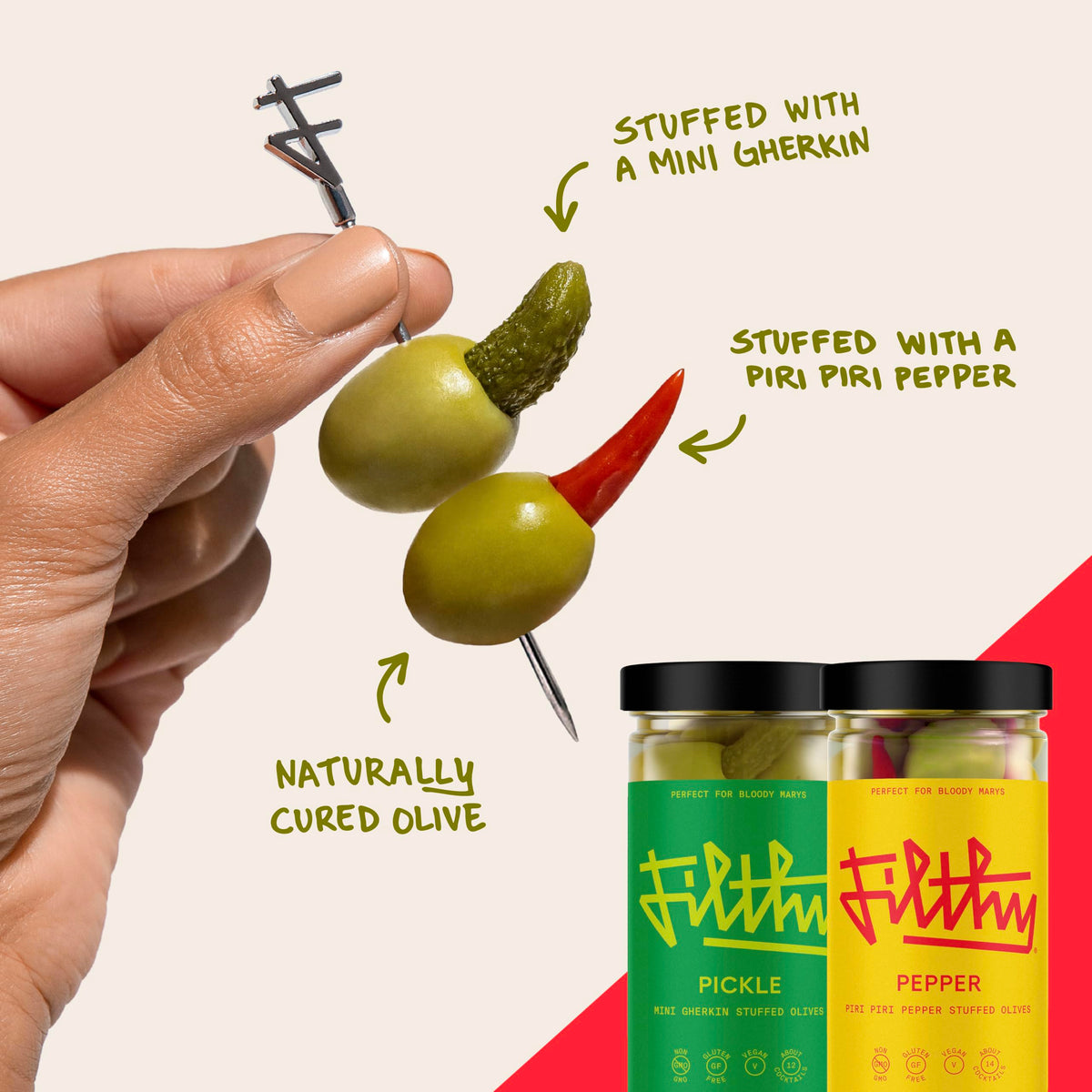 Filthy Bloody Mary Cocktail Kit – Premium All-Natural Mix, Stuffed Olives & Stainless Picks