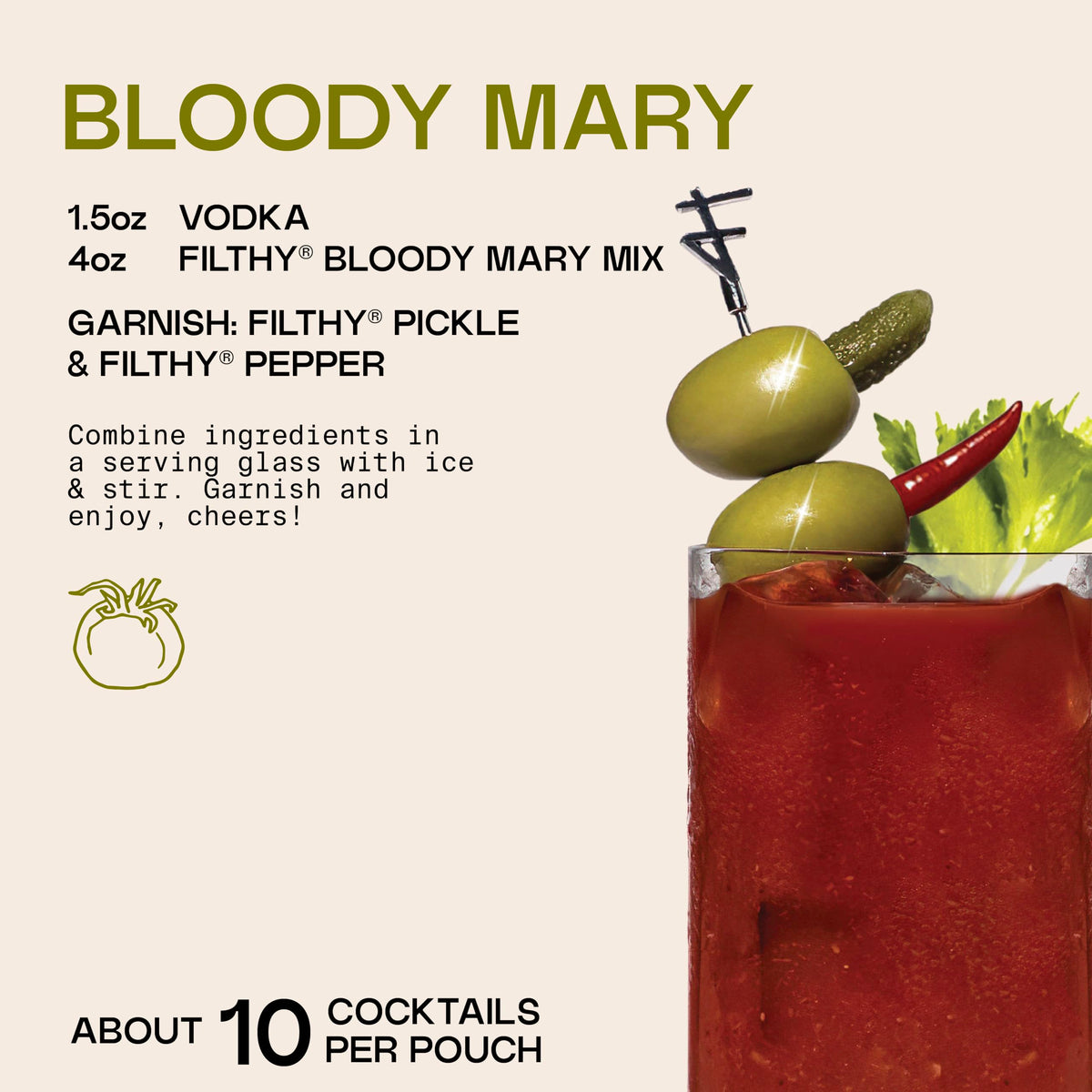 Filthy Margarita Mix & Bloody Mary Mix – Premium All-Natural Cocktail Mixers (32 oz Pouches)
