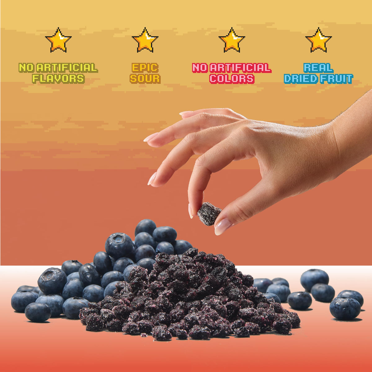 Final Boss Sour Candy – Sour Blueberries Level 2, 10-Pack | Real Dried Fruit