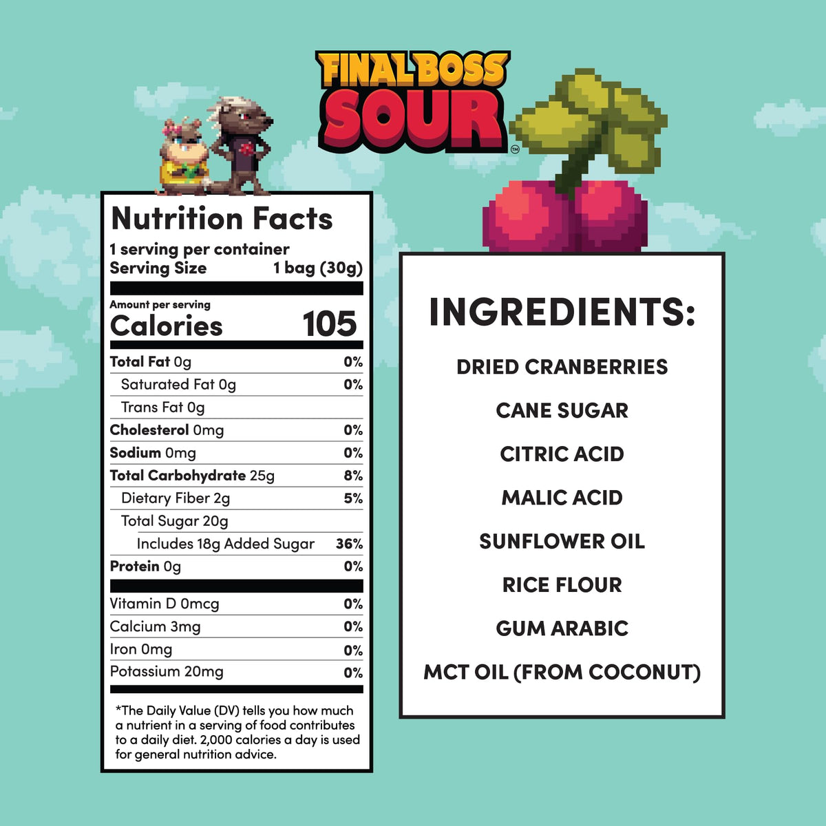 Final Boss Sour Cranberry Level 2 – 10 Pack | Real Fruit Chews, Clean Label