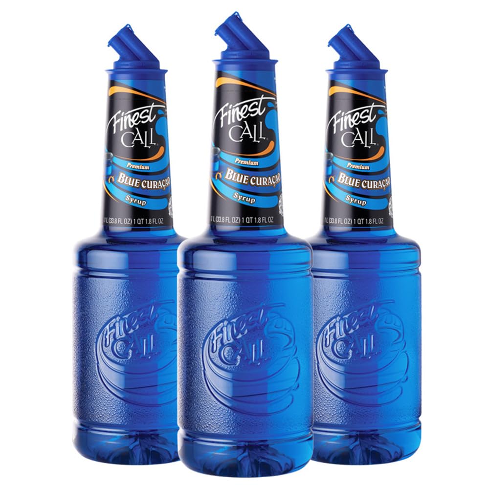 Finest Call Premium Blue Curacao Drink Mix – 1L Bottle, Pack of 3 | Non-Alcoholic