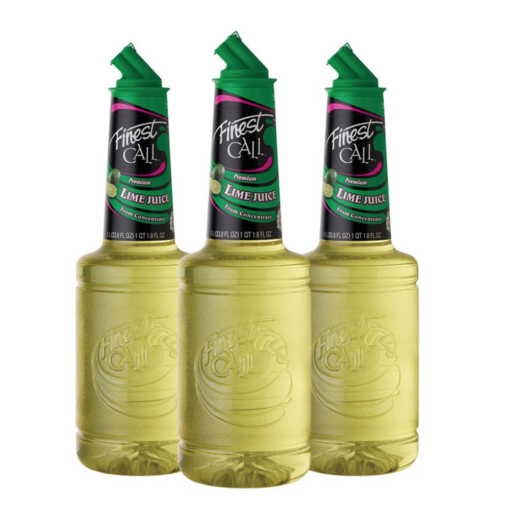 Finest Call Premium Lime Juice Drink Mix – 1L Bottle (33.8 oz), Pack of 3