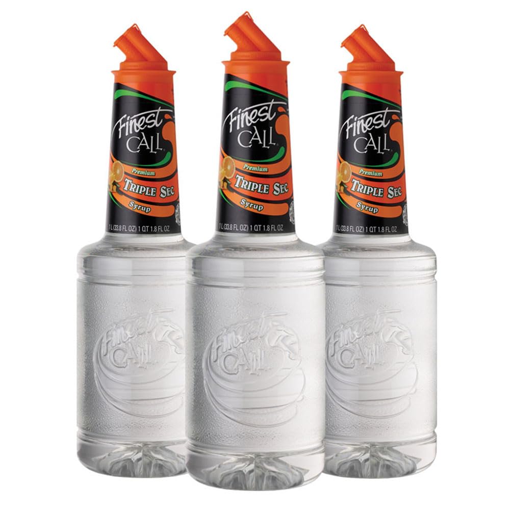 Finest Call Premium Triple Sec Syrup Drink Mix – 1 Liter Bottle (33.8 Fl Oz), Pack of 3