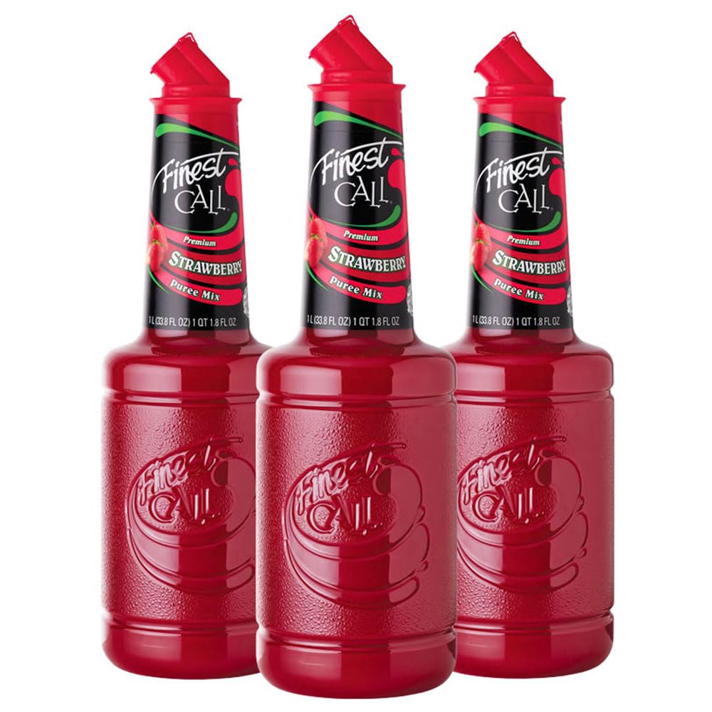 Finest Call Premium Strawberry Puree Drink Mix – 1L Bottle (3-Pack)