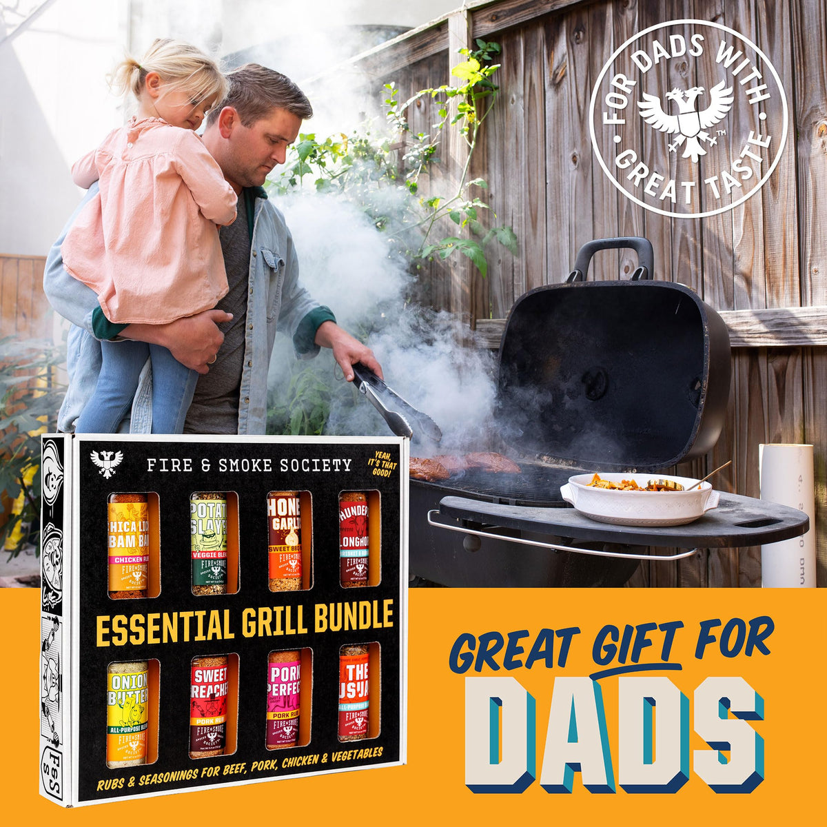 Fire & Smoke Society Essential Grill Variety Pack | 8-Pack BBQ Rubs & Seasonings