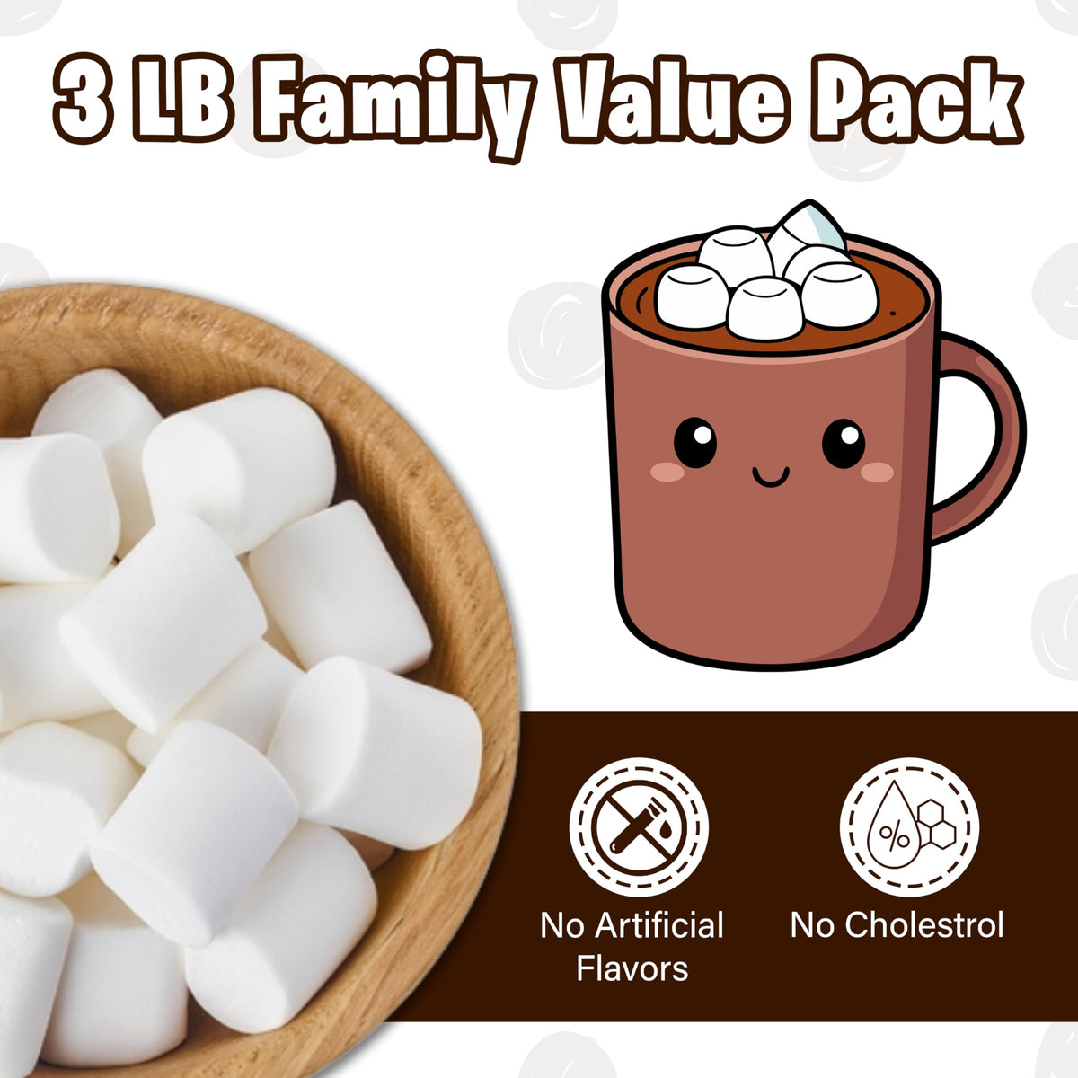 FireStix 3 lb Large White Marshmallows – Natural Vanilla, No Artificial Flavors | Campfire S’mores