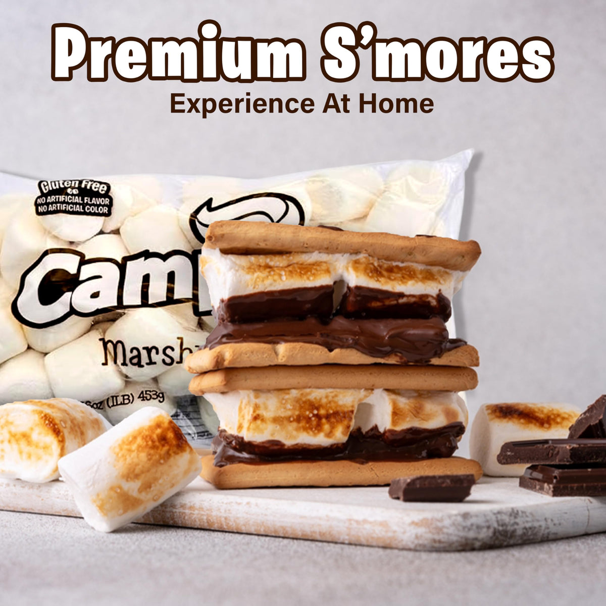 FireStix 3 lb Large White Marshmallows – Natural Vanilla, No Artificial Flavors | Campfire S’mores
