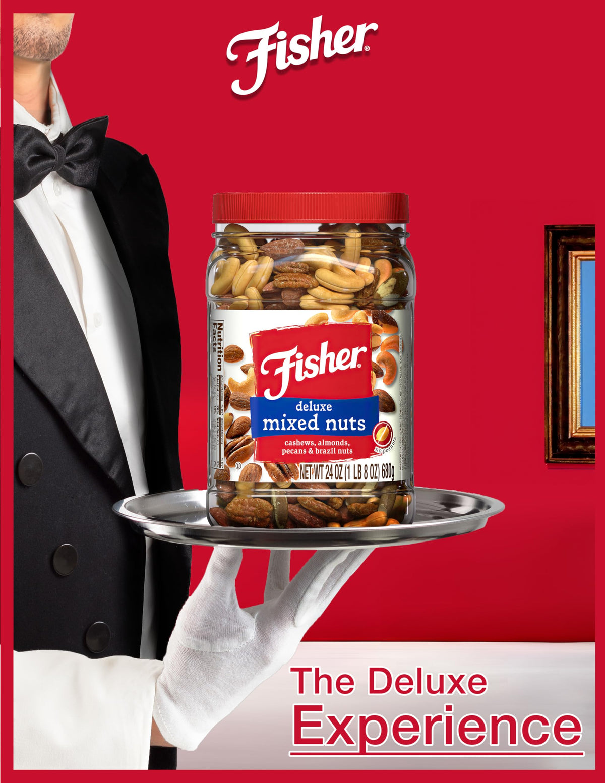 Fisher Snack Deluxe Mixed Nuts – 24 oz Jar (Cashews, Almonds, Pecans, Brazil Nuts) | Recyclable