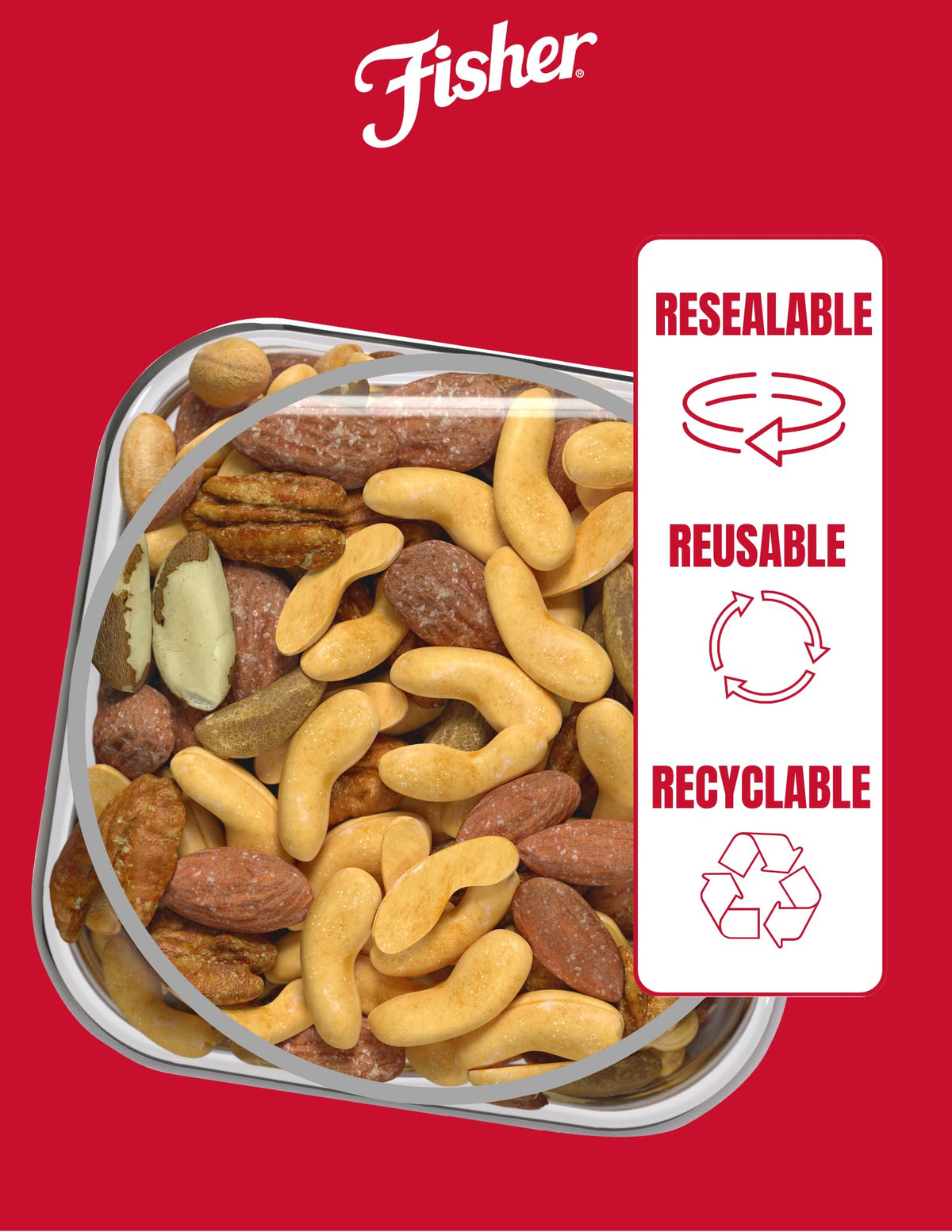Fisher Snack Deluxe Mixed Nuts – 24 oz Jar (Cashews, Almonds, Pecans, Brazil Nuts) | Recyclable