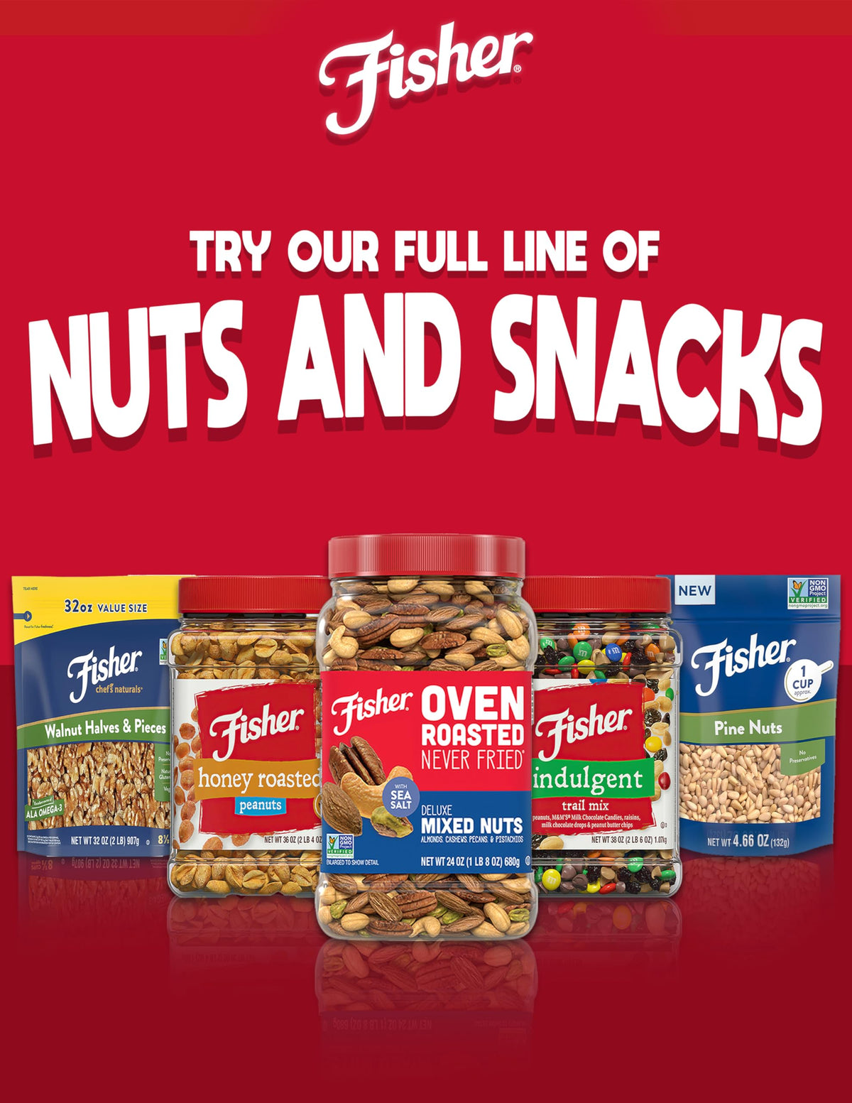 Fisher Snack Deluxe Mixed Nuts – 24 oz Jar (Cashews, Almonds, Pecans, Brazil Nuts) | Recyclable