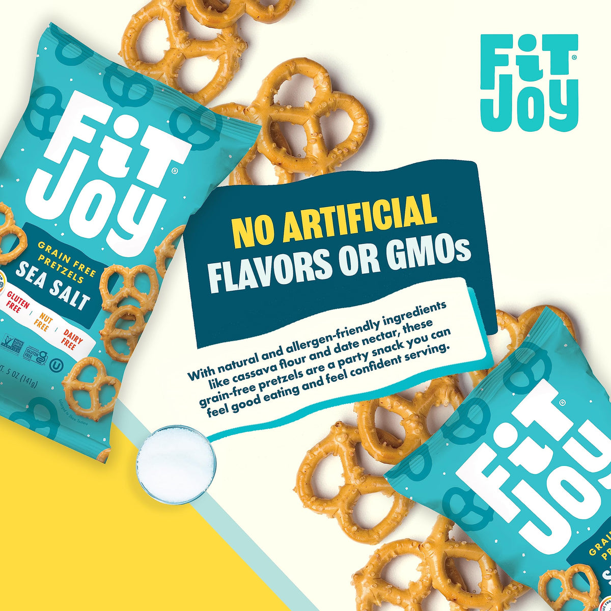 FitJoy Sea Salt Pretzels – Grain-Free Vegan Snack, Dairy, Nut & Gluten Free (Pack of 6 x 5 oz)