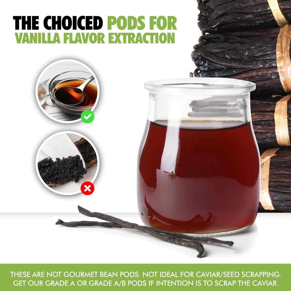FITNCLEAN Madagascar Organic Vanilla Beans Grade B – 50 Pods, USDA Organic