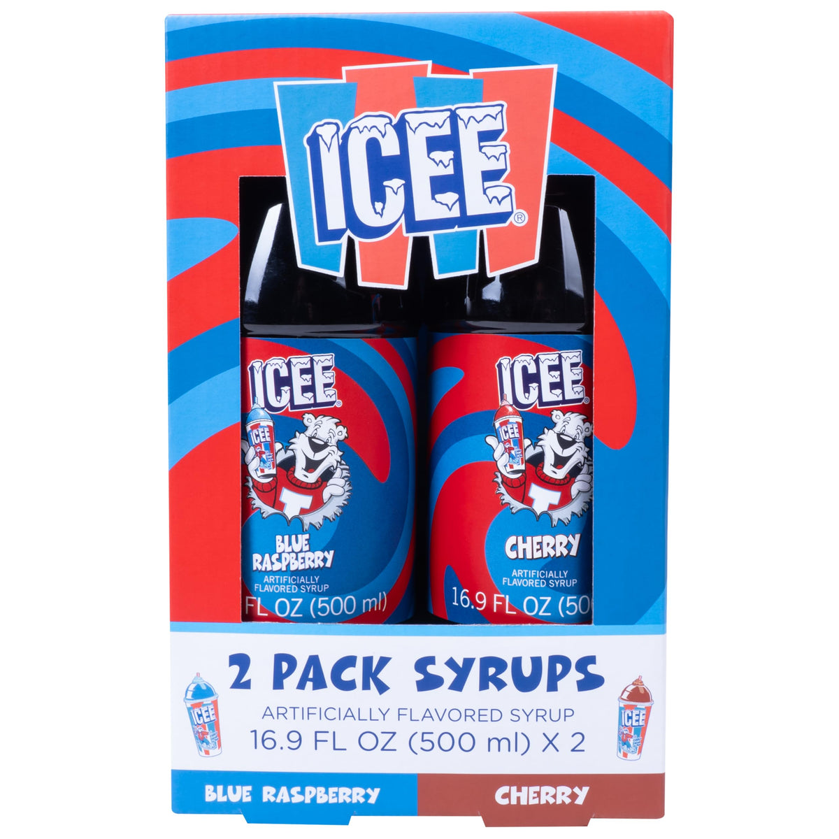 Fizz Creations ICEE 2 Pack Slushie Syrups – Blue Raspberry & Cherry, 2 x 16.9 oz