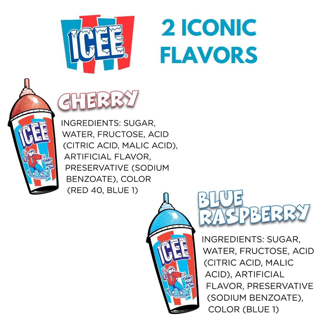 Fizz Creations ICEE 2 Pack Slushie Syrups – Blue Raspberry & Cherry, 2 x 16.9 oz