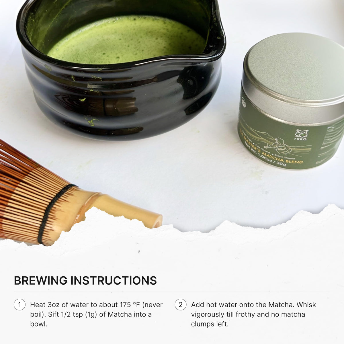 FKRO Organic Ceremonial Grade Matcha Powder – First Harvest 30g Tin, Single Origin