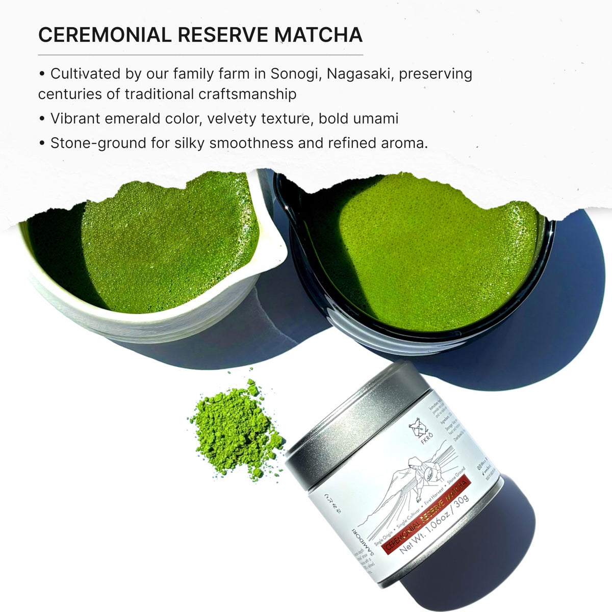 FKRO Ceremonial Reserve Matcha Samidori — 1st Harvest, Stone-Ground, Single Origin
