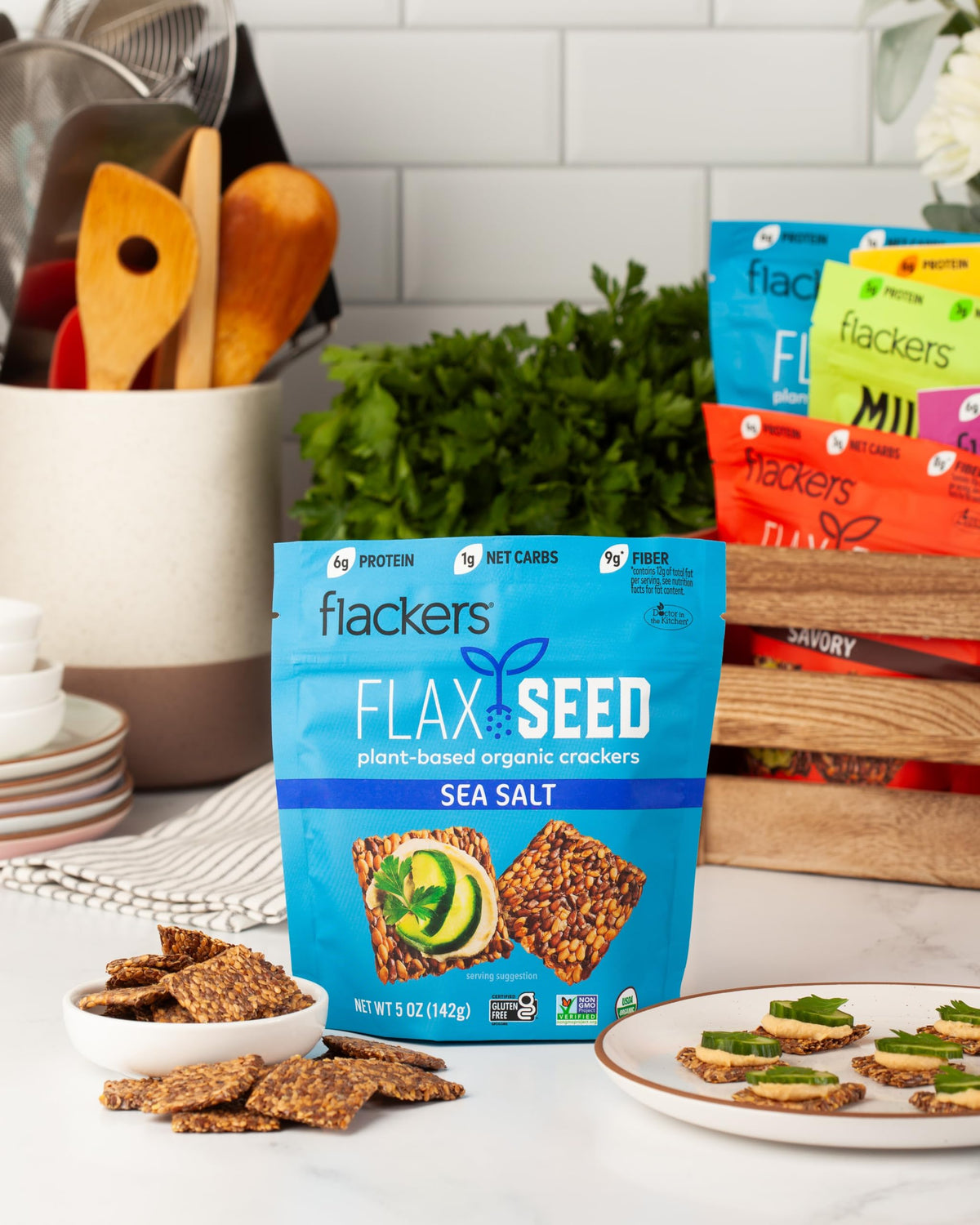 Flackers Doctor In The Kitchen Sea Salt Flacker – 5oz Crackers (Pack of 12)