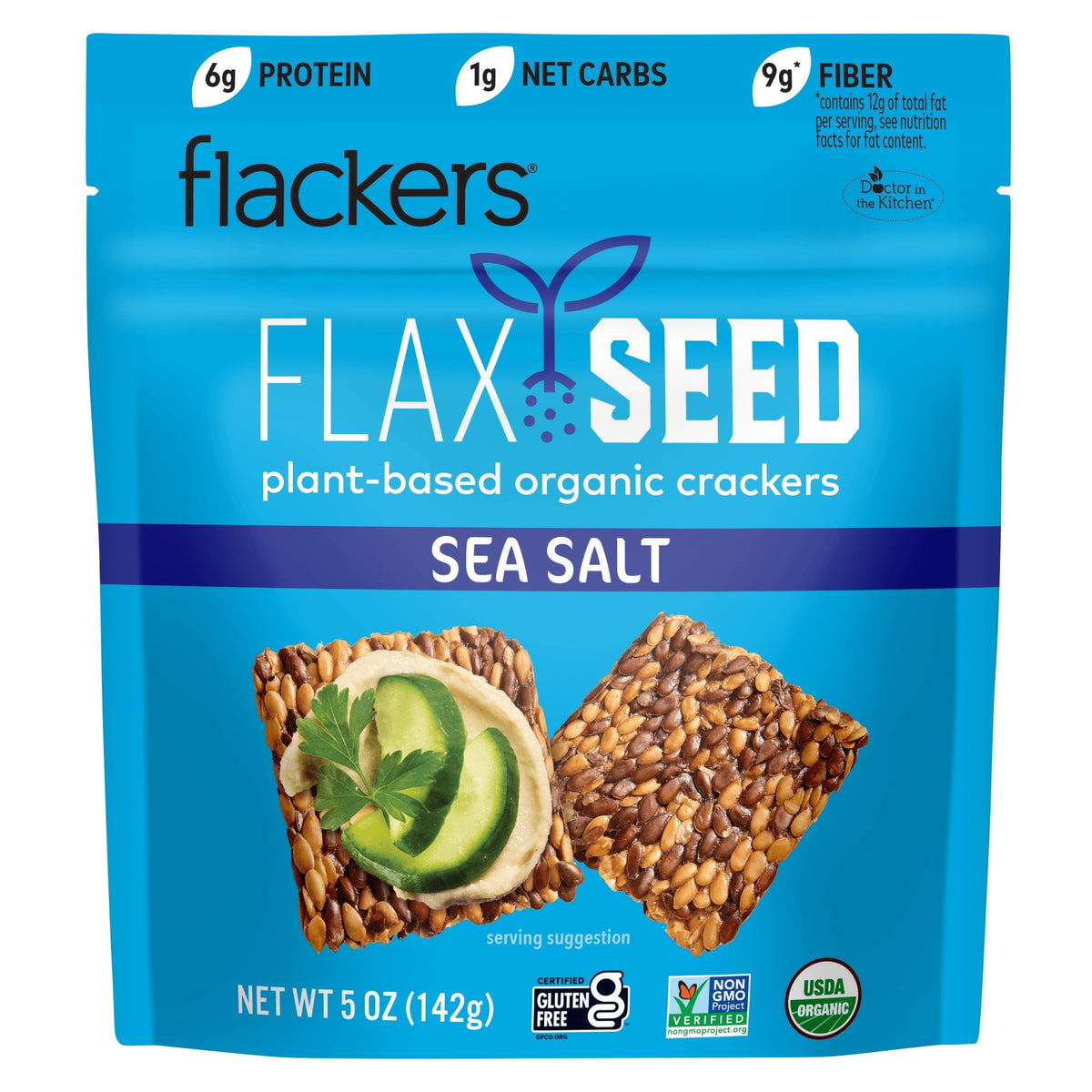 Flackers Doctor In The Kitchen Sea Salt Flacker – 5oz Crackers (Pack of 12)