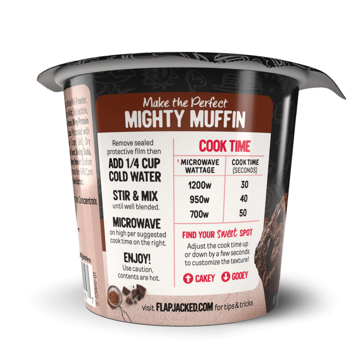 FlapJacked Mighty Muffins - Gluten-Free Double Chocolate, 12 Pack | 20g Protein, Under 10g Sugar