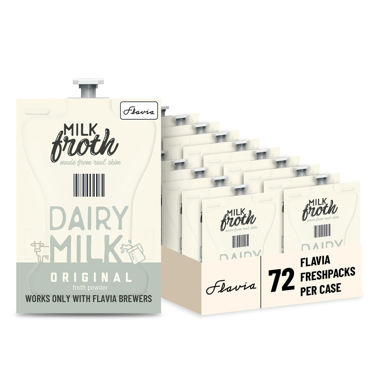 Flavia Real Milk Froth Powder Fresh Packs for Flavia Brewers – 72 Fresh Packs